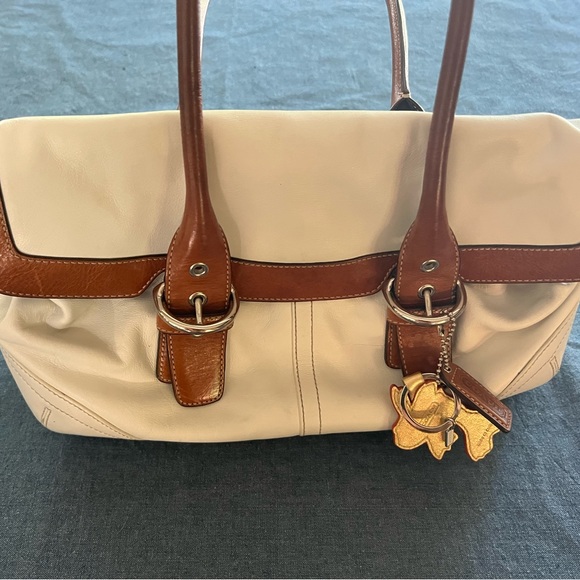 Y2K Brown and White Leather Coach Bag (Matching Item Available) - Picture 1 of 7